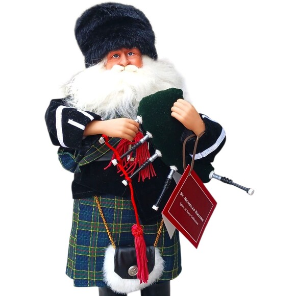 NEW St. Nicholas Square Scottish Santa Bag Piper Figure Tabletop 18" Figurine - Picture 1 of 5